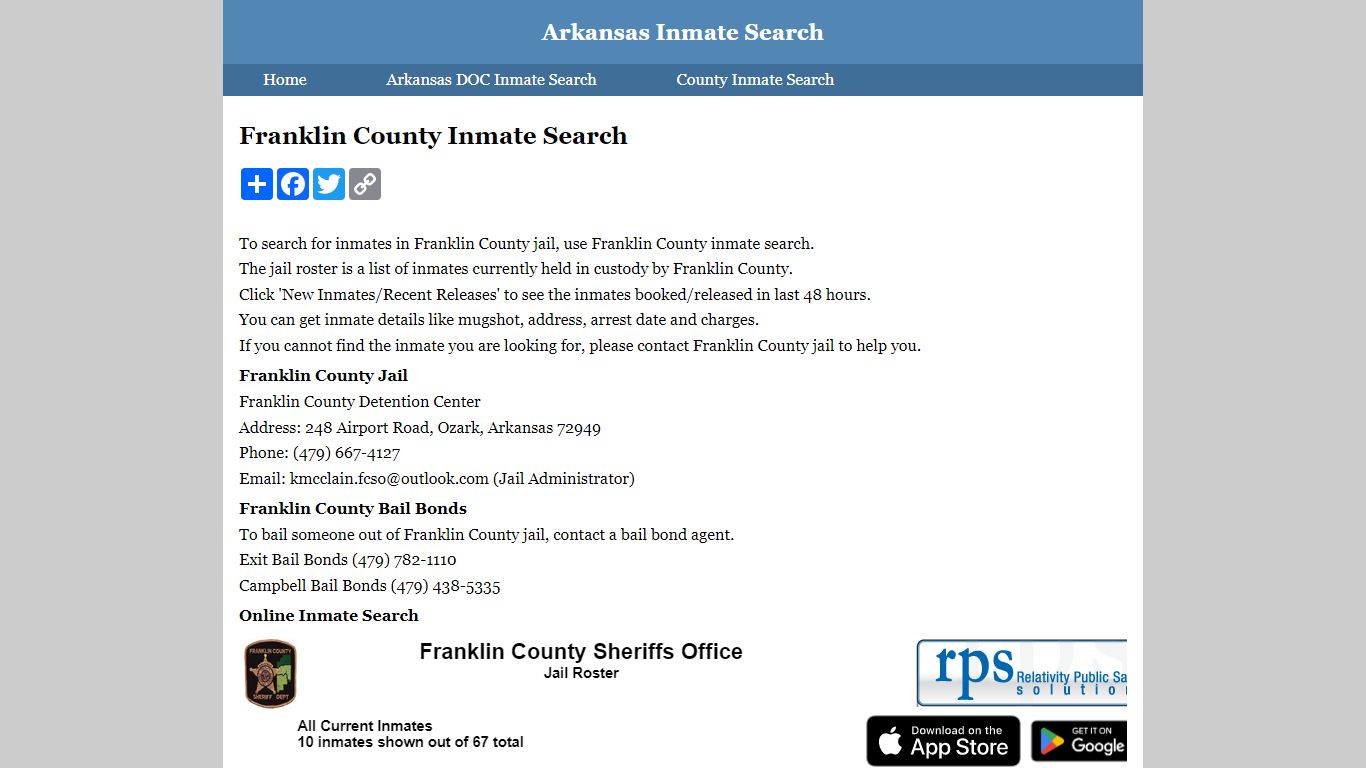 Franklin County Inmate Search